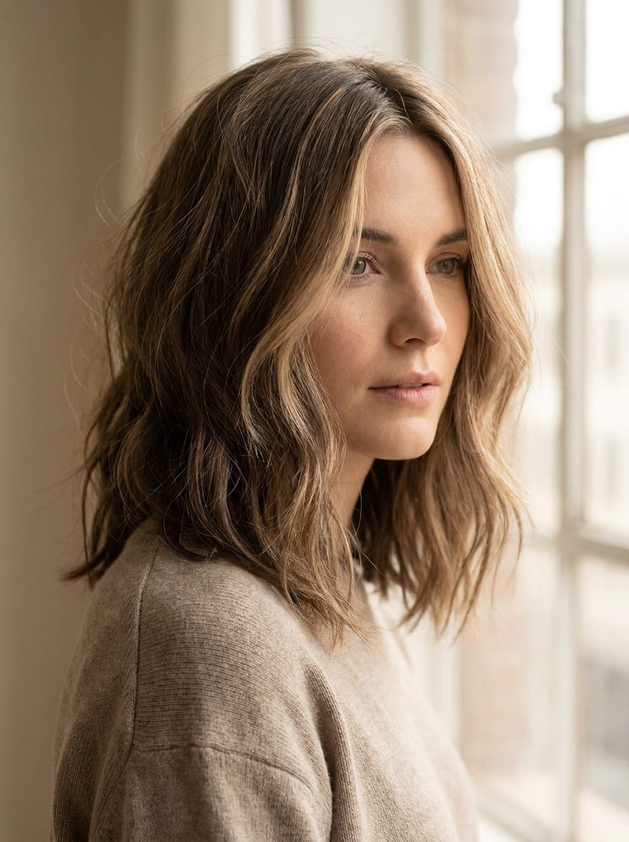 Dunkelblond mit softem Sonnenkuss-Effekt - Dunkelblonde Haare mit Highlights